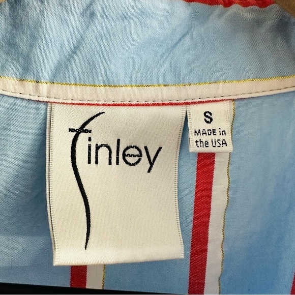 Finley Shirt Dress Striped Blue Preppy Wrap Work Modest Academia Fall Size Small - Picture 5 of 5